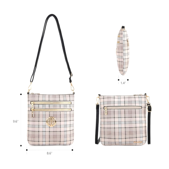 MONTANA WEST Designer Monogram Beige Vegan Leather Crossbody Shoulder Bag - Picture 2 of 6